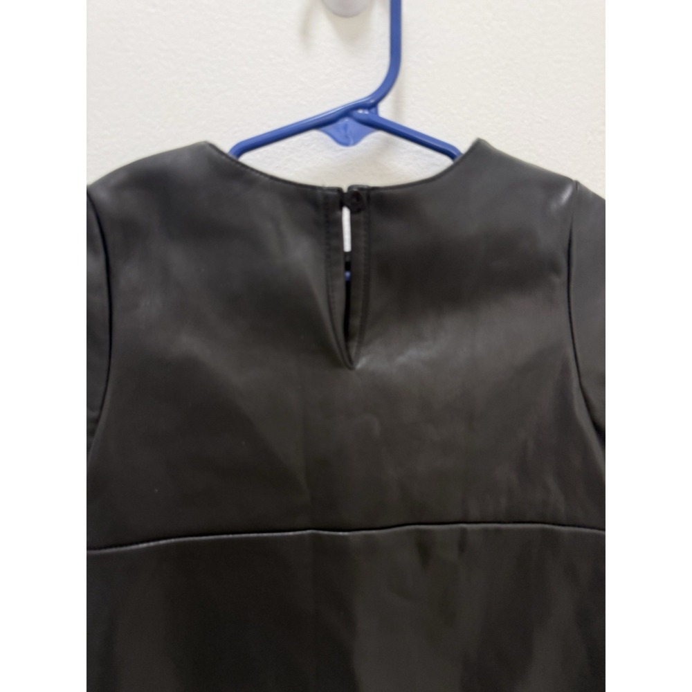 ZARA Girls Black Faux Leather Dress – Size 2-3 Years – Short Sleeve A-Line - Picture 6 of 9